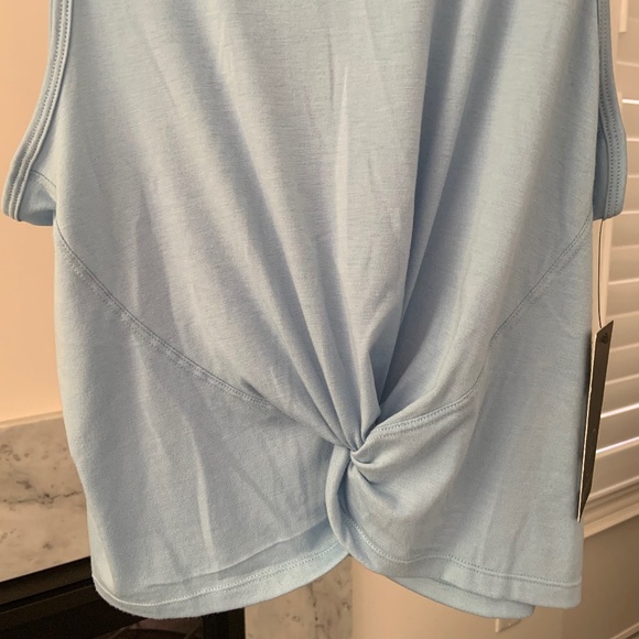 Light Blue Front Twist Workout Tank Top - Picture 3 of 5